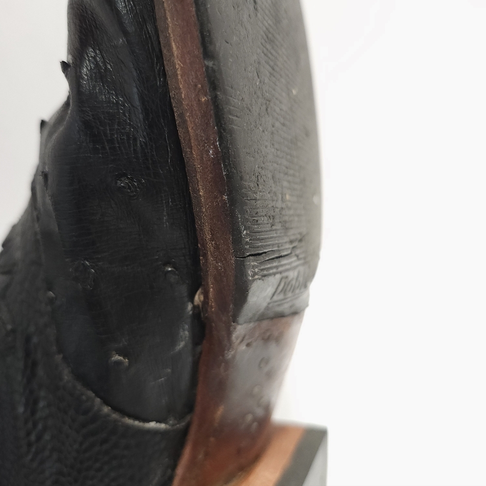 Lucchese 2000 Womens Ostrich Cowboy Boots Size 8.5 B Black Exotic - Picture 11 of 11